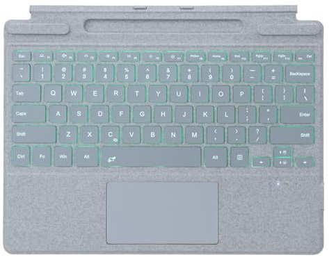 leleyo keyboard Bluetooth Backlit trackpad QWERTY for Microsoft Surface Pro 8/X/9//10/11, Light Gray