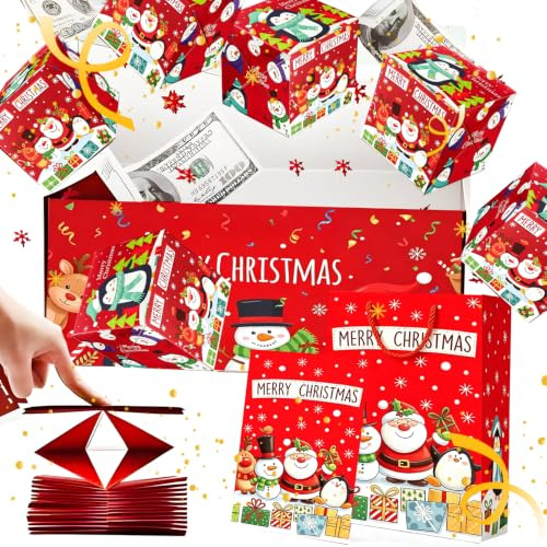 NoxGule überraschungsbox Weihnachten, Explosionsbox Weihnachten, weihnachten Geldgeschenke, Explosionsbox Geburtstag, für Fêtes d'anniversaire für Ihre Familie, Freunde, 16 Pièces