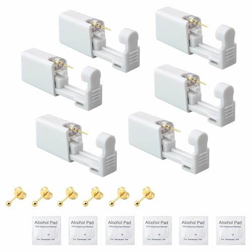 6 Pièces Perceur D'oreille Pistolets de Piercing Oreille avec 6 Goujons | d'oreille en Acier Inoxydable Kit de Perçage D'oreille Stériles pour Femmes Hommes