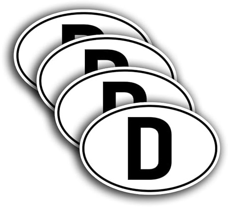Germany Flag Car Sticker - Pack of 4 10 x 6.3 cm, D Country Number Plate Sticker, Decorative Car Sticker