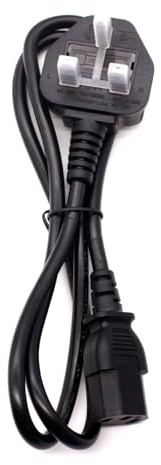 UK 3 Prong 2M Kettle Lead IEC C13 Universal AC Power Cord Compatible with Personal Computer, PC Monitor, Plasma TV, Printer Power Supply Replacement Cable