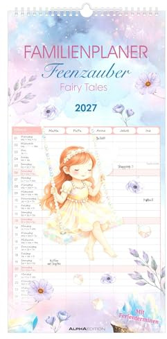 Familienplaner Feenzauber 2027: Familienkalender 22x45 cm mit 5 Spalten, zauberhaften Feenmotiven, Schulferien & Stundenplänen, ideal für Familien mit Kindern