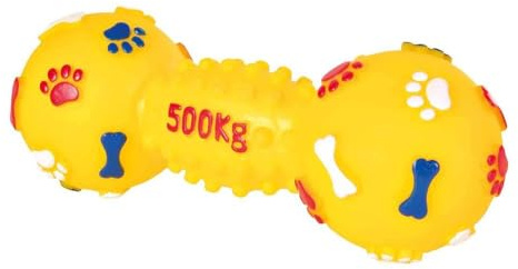 TRIXIE Robustes Hundespielzeug Hantel, zum Kauen, mit Sound – 19 cm | Motiviert zu Bewegung und Spiel – ideal zum Werfen, Fangen und Tragen, drinnen wie draußen einsetzbar
