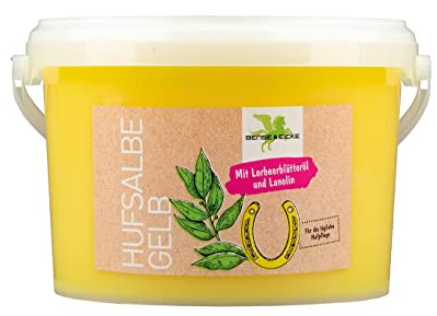 Bense & Eicke Hufsalbe gelb, 2500 ml, mit Lorbeerblätteröl, reguliert den Feuchtigkeitshaushalt, pflegt Hufwand und Kronrand, unterstützt Hornstabilität, ergiebig, Made in Germany
