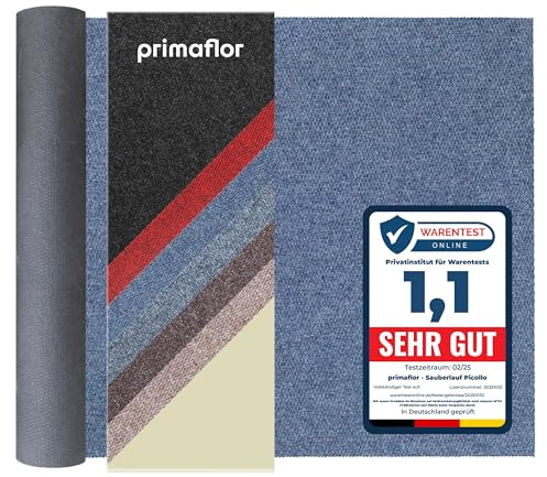 Primaflor Schmutzfangläufer Picollo | 100 x 150 cm | Blau | Meterware | Robuste Sauberlaufmatte aus 100 % Polypropylen mit Gelrücken, 8 mm hoch, zuschneidbar und bis 30 m Länge erhältlich