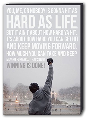 Kunstdruck mit berühmtem Zitat, Motiv: Rocky Balboa, Wandbild, holz, A4 12x18inch