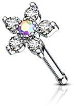 eeddoo Nasen-Piercing Nasenstecker Blume Silber Edelstahl Bunt
