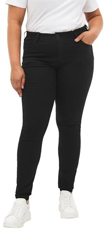 Zizzi Damen Amy Jeans Slim Fit Jeanshose Stretch Hose,Schwarz,54 / 82 cm