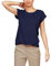 TrendiMax Damen T-Shirt Einfarbig Rundhals Kurzarm Sommer Shirt Locker Oberteile Basic Tops, Dunkelblau, L