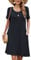 Bequemer Laden Damen Casual Sommer T Shirt Kleid Kurzarm Swing Kleider mit Taschen, M, Schwarz