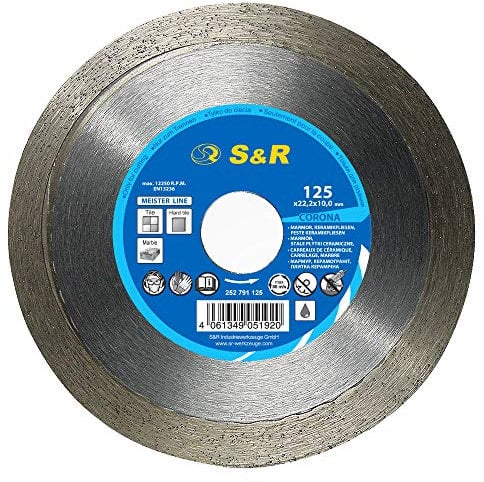 S&R Disque Diamant 125mm Carrelage Grès Cérame Céramique Marbre Carreaux. Lame diamantée couoe fin
