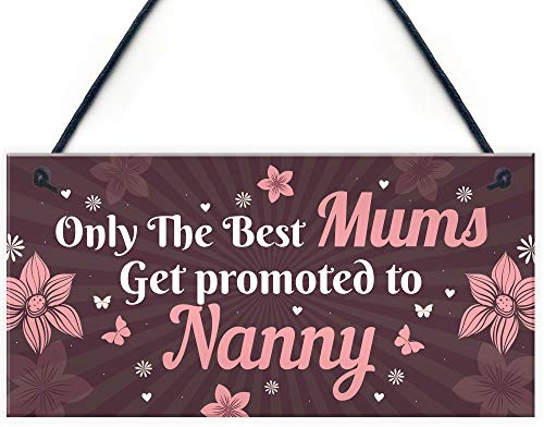 Red Ocean Mum Promoted To Nanny Hanging Plaque Gift For Mum Nanny Mothers Day Gifts Mummy Nanny To Be Gifts