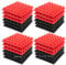 JBER Acoustic Sound Foam Panels, 24 Pack 5 X 30 X 30cm/2 X 12 X 12 Red and Black Soundproofing Treatment Studio Wall Padding Sound Absorbing Fireproof Pyramid Acoustic Treatment