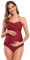 SHEKINI Maillot de Bain Femme Maternité Une pièce à Volants et Épaules Dénudées Bikinis 1 pièce Grossesse Enceintes Élégant Chic pour Femmes de Plage（M,Vin Rouge）