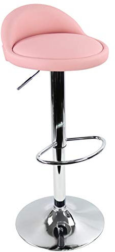 KKTONER Barhocker Tresenhocker höhenverstellbar 60-80cm mit Fußstütze PU Leder Rosa