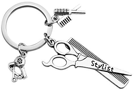 KESYOO1 STÜCK Schlüsselanhänger Haartrockner Kämme Schere Anhänger Schlüsselbund Hängen Ornament Geschenk für Friseur Friseur Friseur
