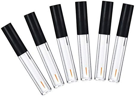 6Pcs 2ML Empty Clear Plastic Eyeliner Tube Container Mascara Bottles Makeup Eyelashes Tube Eyeliner Vials with Rubber Plug and Black Lid Eyelash Growth Oil Storage Holder Eye Gloss Liquid Tube