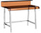 Scrivania Tavolino in Vetro Porta PC Desktop Flatbush Soggiorno Salotto Ufficio Vetro Con Gambe In Metallo Cromato, Design Moderno Elegante Minimal 110 x 90 x 56 cm (Oro)