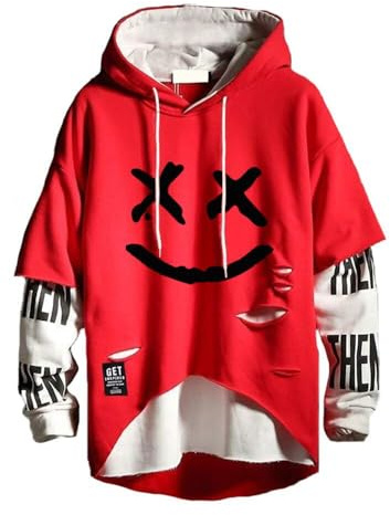 Hello MrLin Herren Techwear Hip Hop Hoodie Japanischer Streetwear Patchwork Urban Jumper