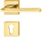 Gedotec Design Türdrücker-Garnitur Innentüren Drückergarnitur Messing poliert - LDH 3350 | Türgriff Zimmertür auf Tür-Rosette | PZ - Zylinder | 1 Set - Moderne Türbeschläge Gold-Optik mit Schrauben