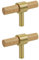 Semetall Schrankknäufe aus massivem Holz, Messing, modern, für Küche, Holz, goldfarben, Möbelbeschläge, 6 cm, Einloch, 2 Stück