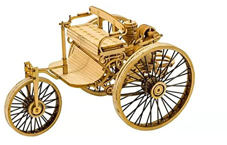 Wood Model for the First Car in the World, DIY 3D Wooden Puzzle for the First Automobile, Motorcar Vehicle Laser Cutting Woodcraft Kits to Build for Adults, Educational Assembly Toys