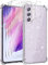 Guscase Cover per Samsung Galaxy S21 FE 5G, con 3 Pellicola Protettiva in Vetro Temperato & 3 Pellicola Protezione Fotocamera, Custodia Glitter Trasparente Silicone Morbido, Antiurto Graffio TPU Case