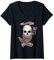Damen Memento Mori Stoicism Geschenk Bart-Totenkopf Stunde Uhr T-Shirt mit V-Ausschnitt