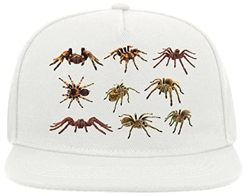 Various Spiders Creepy Crawlers Scary 5 Panel Snapback Flat Visor Cap Hat Baseballmütze Weiß