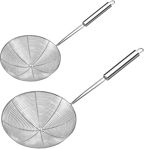Espumaderas de Cocina,2 Piezas Espumadera Acero Inoxidable, Colador de Alimentos para Cocina, Acero Inoxidable Fina Espumadera con Colador para Freír Pastas Espaguetis y Fideos, Evitar Salpicaduras