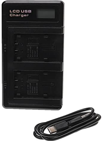 vhbw Dual Ladegerät kompatibel mit Panasonic HDC-TM60, HDC-TM80, HDC-TM99, SDR-H100, HDC-TM90, SDR-H101 Kamera Camcorder/Akku - Ladeschale