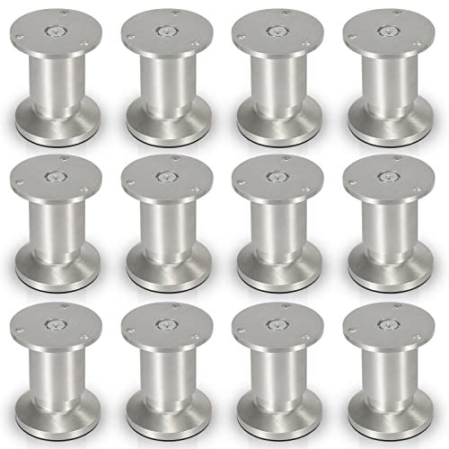 Gimisgu Aluminium Möbelfüße 12er Set,Runde Möbelfuß Sockelfuß,Höhe 100mm,Höhenverstellbar:15mm,Belastbar bis 250 Kg,Geeignet für Sofa, Bett, Nachttisch, Schrank