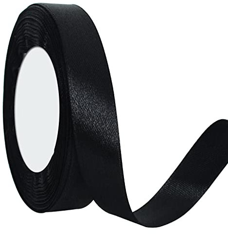 TONIFUL 15 mm x 22 m schwarzes Satinband breit, für Hochzeit, Auto, Schneiden, Zeremonie, große Öffnung, Stuhl, Schärpe, Haar, Nähen, Handwerk, Geschenkverpackung, Hochzeit, Party, Dekoration