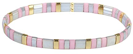 KELITCH Damen Buntes Armbänder Tila Perlen Elastische Wrap für die Anpassung stapelbar Mode Schmuck für Damen
