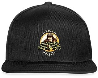 Spreadshirt AC/DC Logo High Voltage Angus Young Snapback Cap, One Size, Schwarz/Schwarz