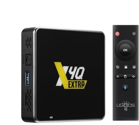 Ugoos X4Q Extra Android 11.0 TV Box S905X4-J Quad-Core 4 GB RAM 128 GB ROM 2.4G/5G WiFi BT5.1 USB 3.0 Ethernet 1000M Supporto AV1 VP9 H.265 4K 60fps HDR Box