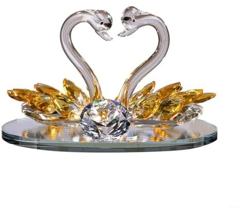 Kristallfigur Schwan, Hochzeit, für Paare, transparent, Ornamente für Wohnzimmer, 1 Stück, Gelb