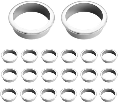 20Pcs Desk Cable Grommets 35mm Wire Hole Cover Round Plastic Grommet Cable Hole Cover for Home Office Table Wire Organizers (Bright Silver)
