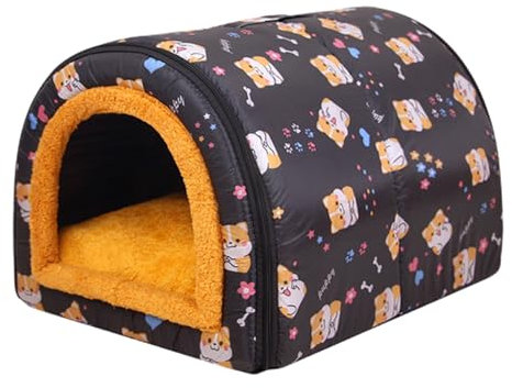 Warme Hundehütte, große, isolierte Hundehütte, rutschfest, waschbar, Haustierhöhle, Bett, Wärmeisolierung, multifunktionale Hundehütte mit Abnehmbarer, Flauschiger Matte und tragbarem Griff