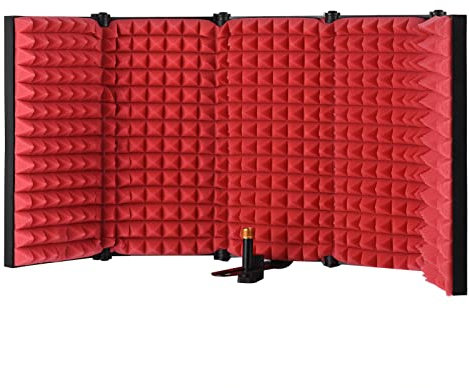 COMETX Microphone Wind Screen 5-Door Professional Studio Recording Microphone Isolation Shield Folding Pop Filter Microphone Wind Screen with High Density EVA Foam Sound Absorbing Recording Equipment