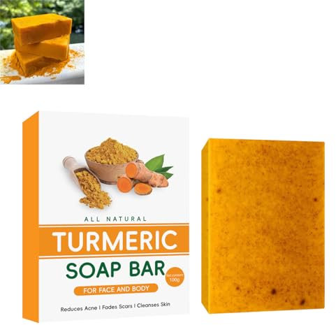 Lemon Turmeric Kojic Acid Soap, Kojic Acid Soap For Dark Spots, Kurkuma Aufhellende Seife, Zitronen-Kurkuma-Kojic-Säure-Seife, Brightening Lemon Turmeric & Kojic Acid Soap For Face & Body (1pc)