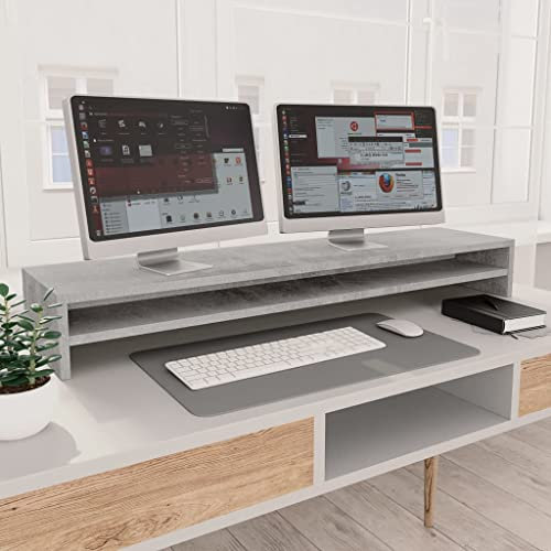 ARKEM Monitorständer Betongrau 100x24x13 cm Holzwerkstoff Pc StäNder TischerhöHung Aufsatz