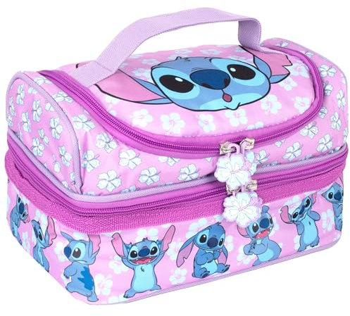 Disney Stitch - Bolsa de almuerzo con múltiples compartimentos para niños, con aislamiento térmico, doble piso, para niñas