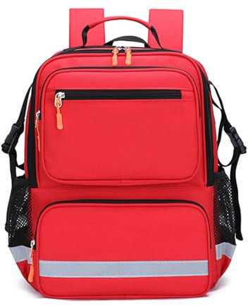 3DTengkit Erste Hilfe Tasche Medizinischer Rucksack leer,Trauma Rucksack mit reflektierenden,medizinischen Notfall Kits für Outdoor Travel Camping,Tasche(Rot)