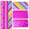 Niviy 3 Rouleaux Papier Cadeau Noel 43CMx3M Papier Cadeau Rose Rouge Rayures de Couleur Papier Cadeau Noel Gros Rouleau pour Noël et Nouvel An