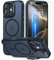 Beeasy for iPhone 16 Case MagSafe Phone Case with 2 Screen Protectors and Stand, Military Shockproof Protective Slim Cover, Case for iPhone 16 6.1 Inch, Translucent Black