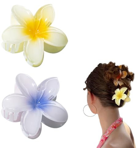 SULIUDAJI 2 Pcs Mollette Fiori Per Capelli Pinze Per Capelli Fiori Clip Artiglio Da Donna Grandi Fermagli Antiscivolo Per Donne Accessori Capelli Per Ragazze E Donna Elegante Antiscivolo Plastica Pinz