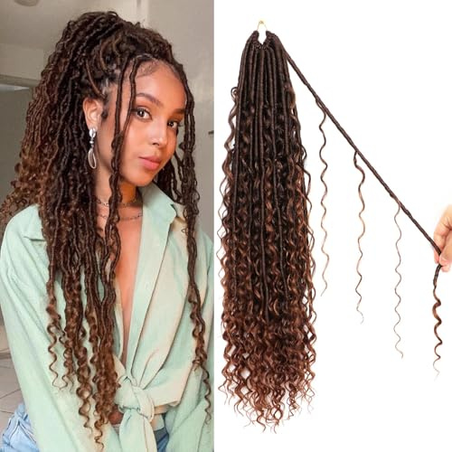 Faux Locs Crochet Hair-Soft Locs Crochet Braids Hair Extensions Goddess Braids Extensions Hair (#T30, 24Inch (Pack of 8))