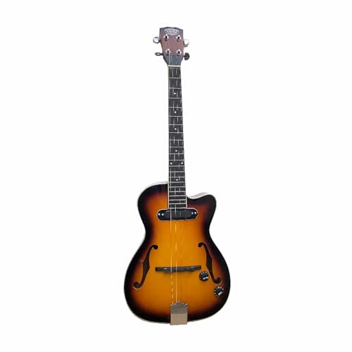 Batking Ukulélé jazz avec trou F et micro - Mini électro-acoustique - 4 cordes en acier - Ukulélé avec cutway (droitier, 76,2 cm)