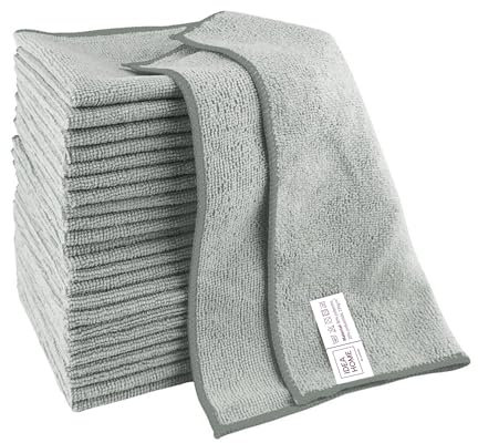 IDEA HOME Bayetas Microfibra 24 Piezas - Paños de Limpieza de Microfibra 30x30cm - Paños para el Polvo - Paños Multiusos, Gris